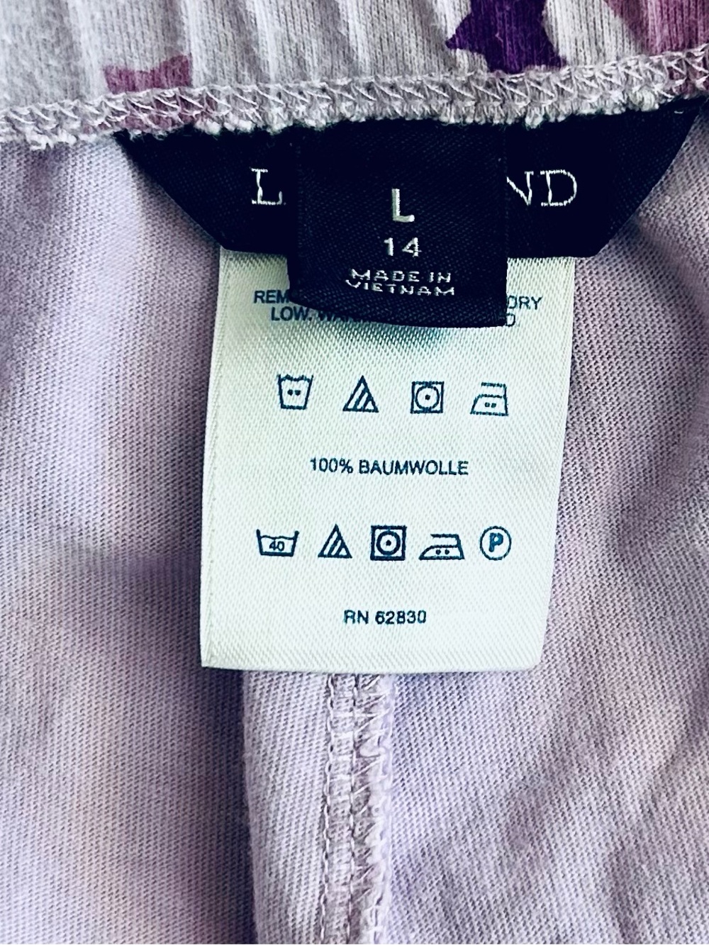 Lands' End Purple Lavender Blue Stars Elastic Waistband 100% Cotton Skort L 14 - Picture 5 of 8